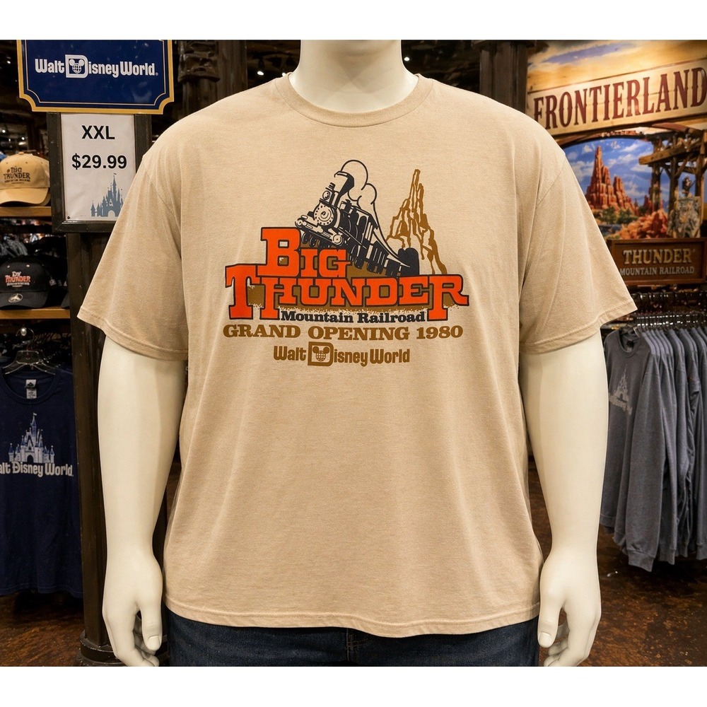 DisneyWorld Vault Collection Big Thunder Mountain Railroad 1980 T-Shirt XXL Tan